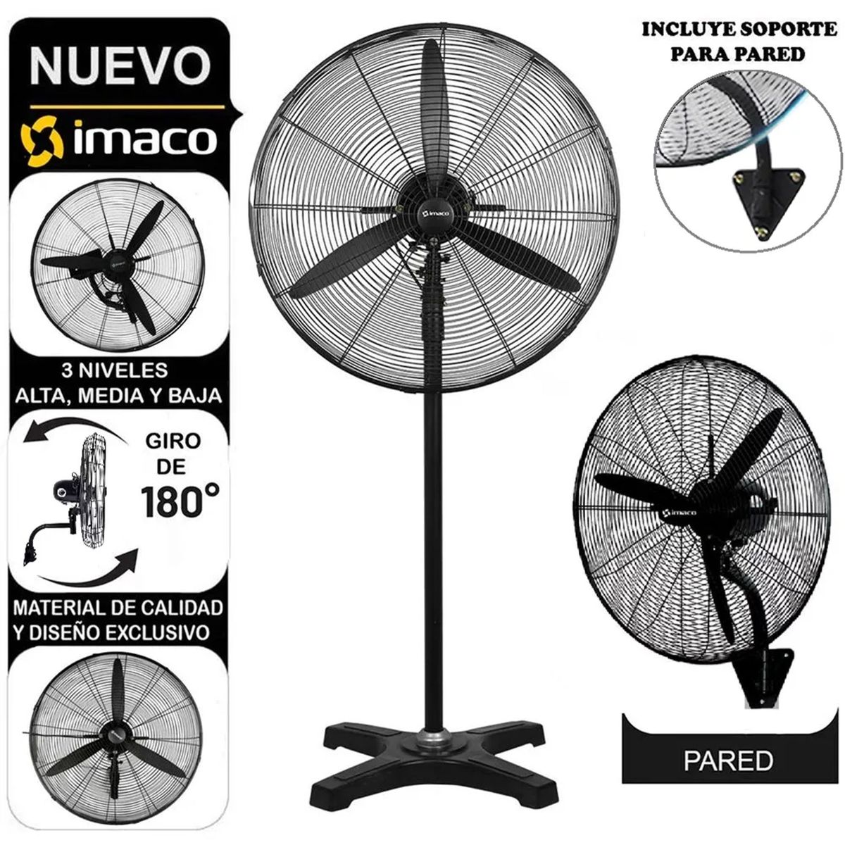 IMACO - VENTILADOR 2 EN 1 PEDESTAL Y PARED 26" FS2623Е