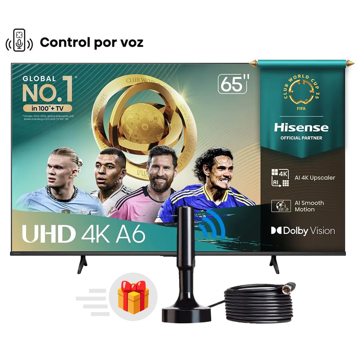 HISENSE - Televisor Hisense 65 UHD 4K Smart Tv 65A6NV + Antena Digital