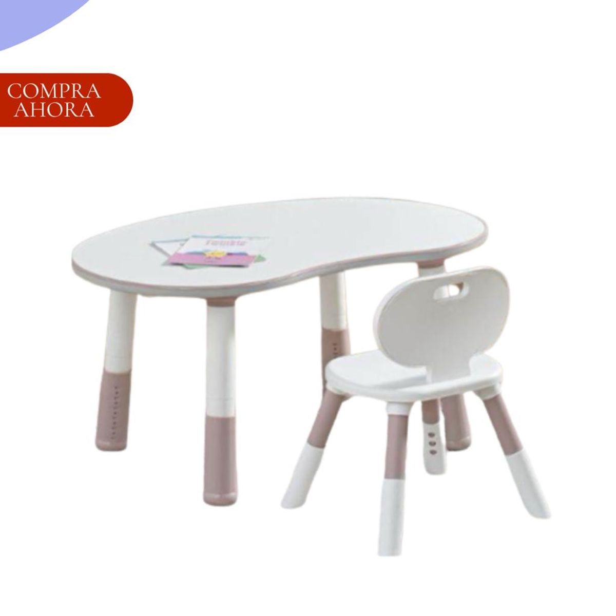 MESA OVALADA DE MADERA PARA NIÑOS - MODELO COLOR LILA BABY, marca GENERICO - Foto Principal