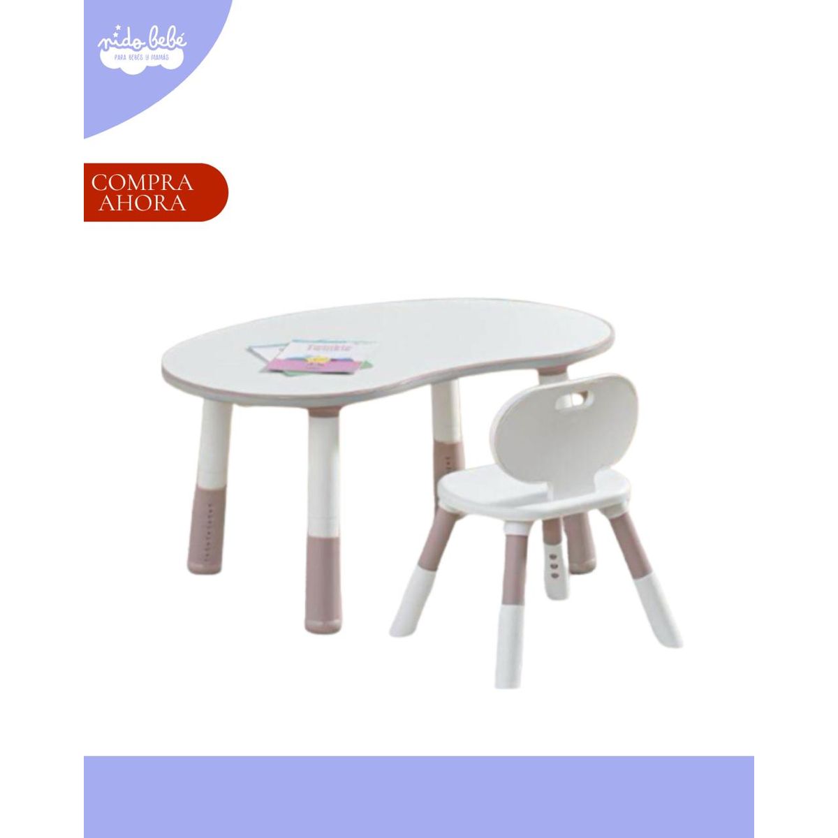 MESA OVALADA DE MADERA PARA NIÑOS - MODELO COLOR LILA BABY, marca GENERICO - Foto Principal