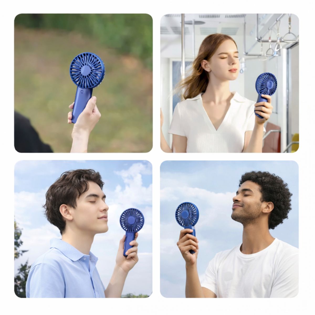 GENERICO - Mini Ventilador De Mano Azul 3 Velocidades Recargable Silencioso