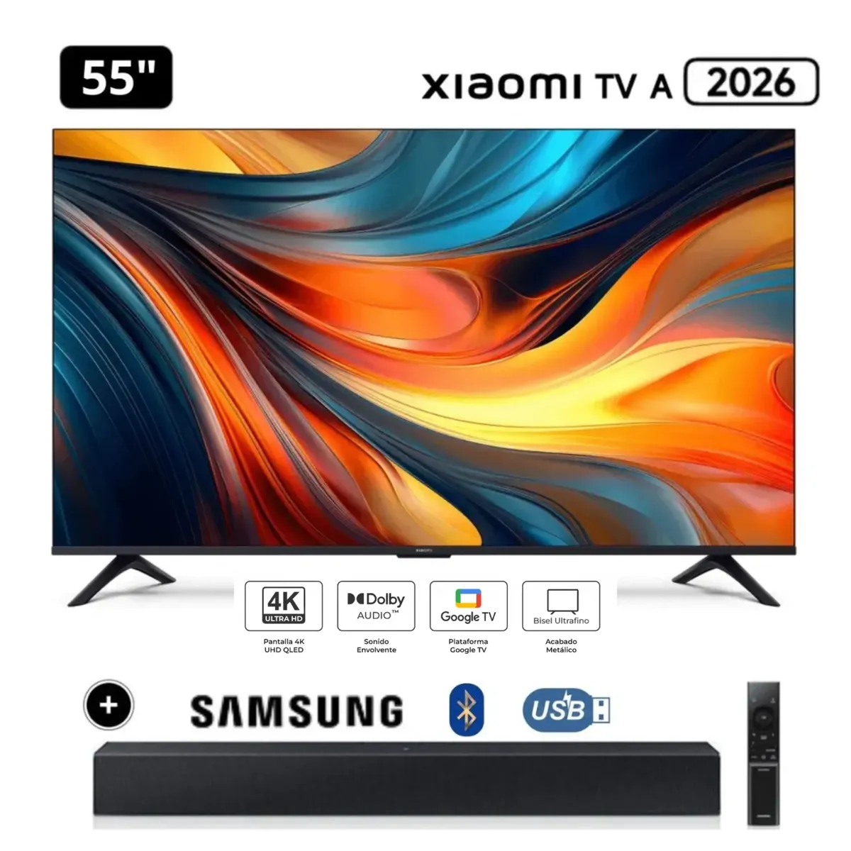 XIAOMI - Televisor Xiaomi 55 UHD 4K 2026 + Soundbar Samsung