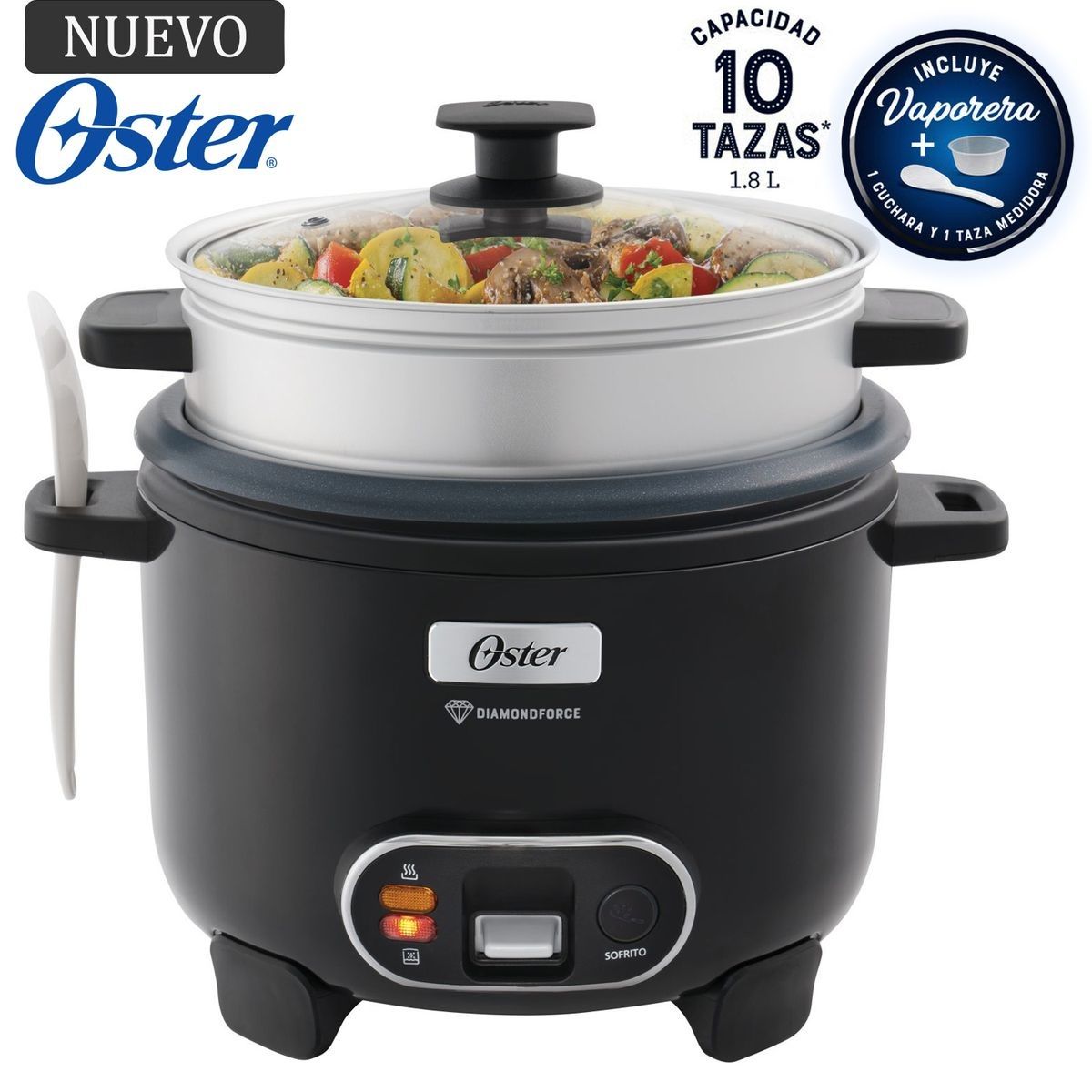 OSTER - Oster Arrocera, 3 en 1, 10 Tazas de Capacidad, Función de Sofrito CKSTRC10DFBLK