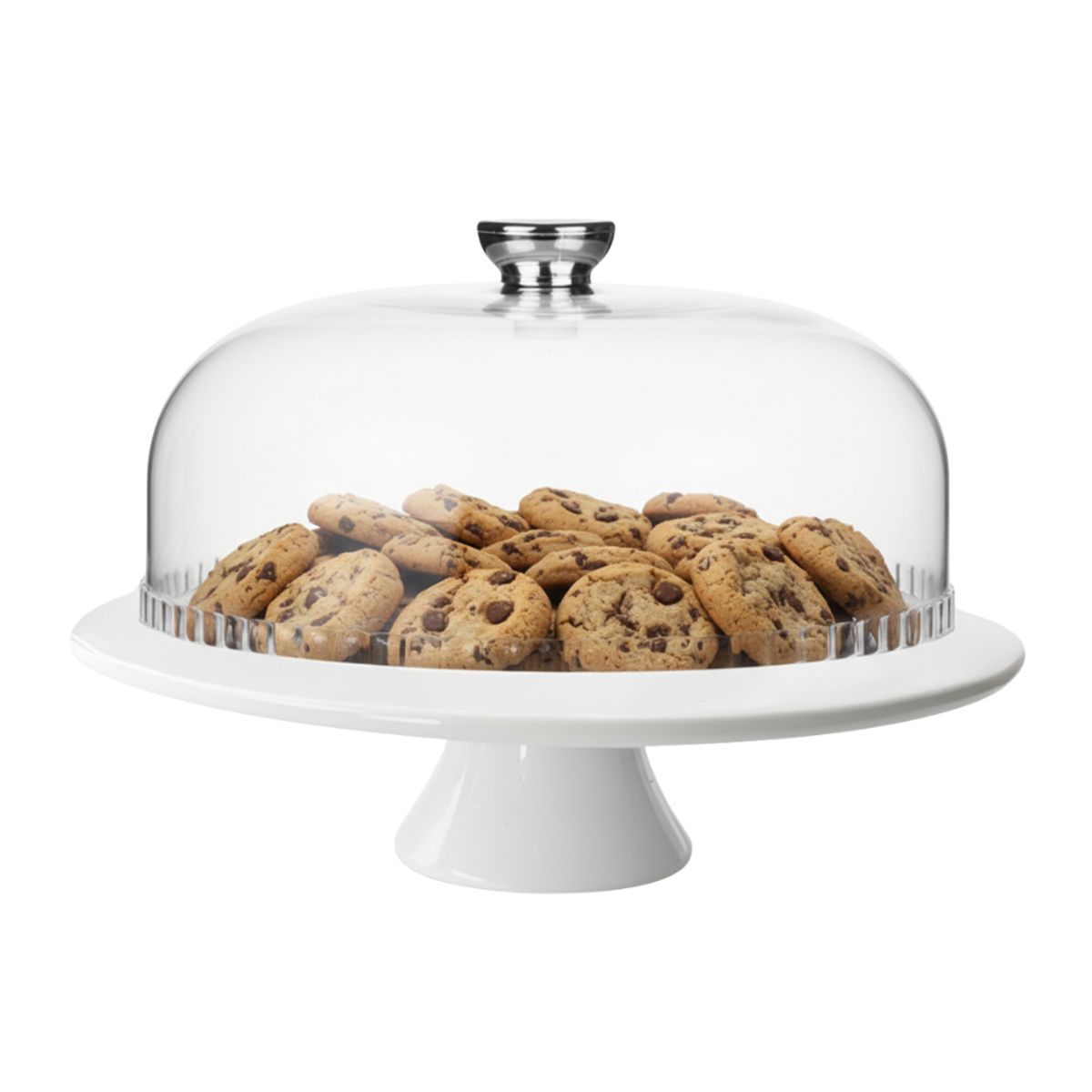 HYGGE - Porta Torta Pedestal de Cerámica con Tapa de Acrílico 23 cm