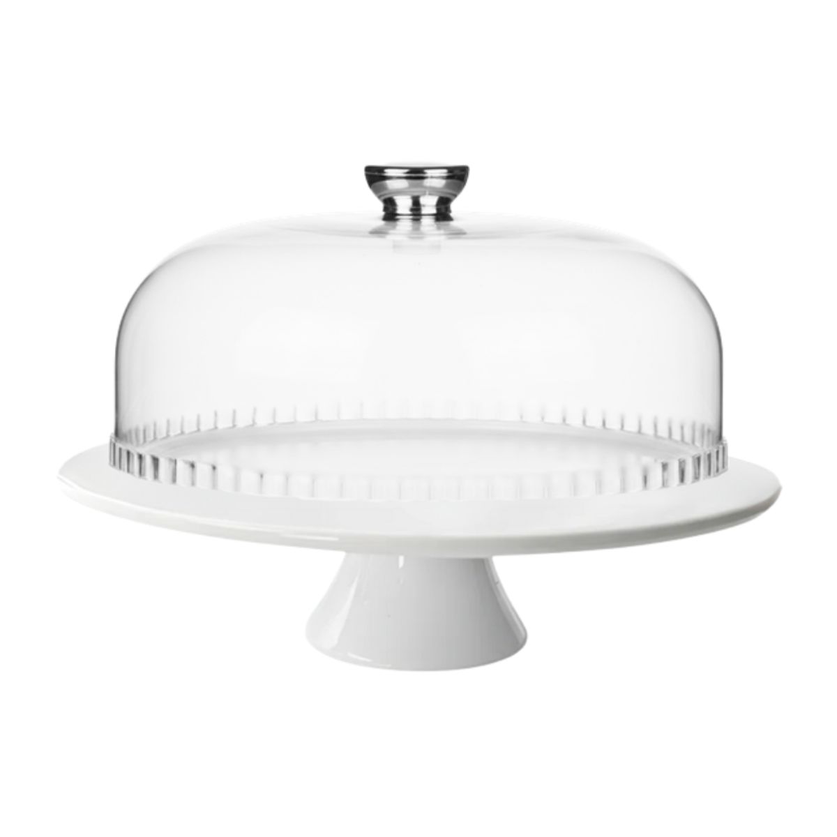 HYGGE - Porta Torta Pedestal de Cerámica con Tapa de Acrílico 23 cm