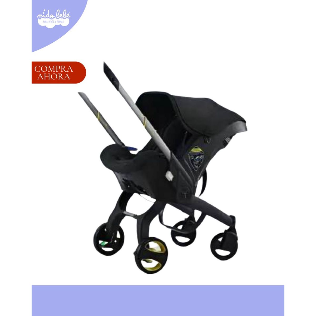 KIDS - COCHE PORTABEBÉ 2 EN 1 PARA BEBÉ «DONNA» COLOR NEGRO