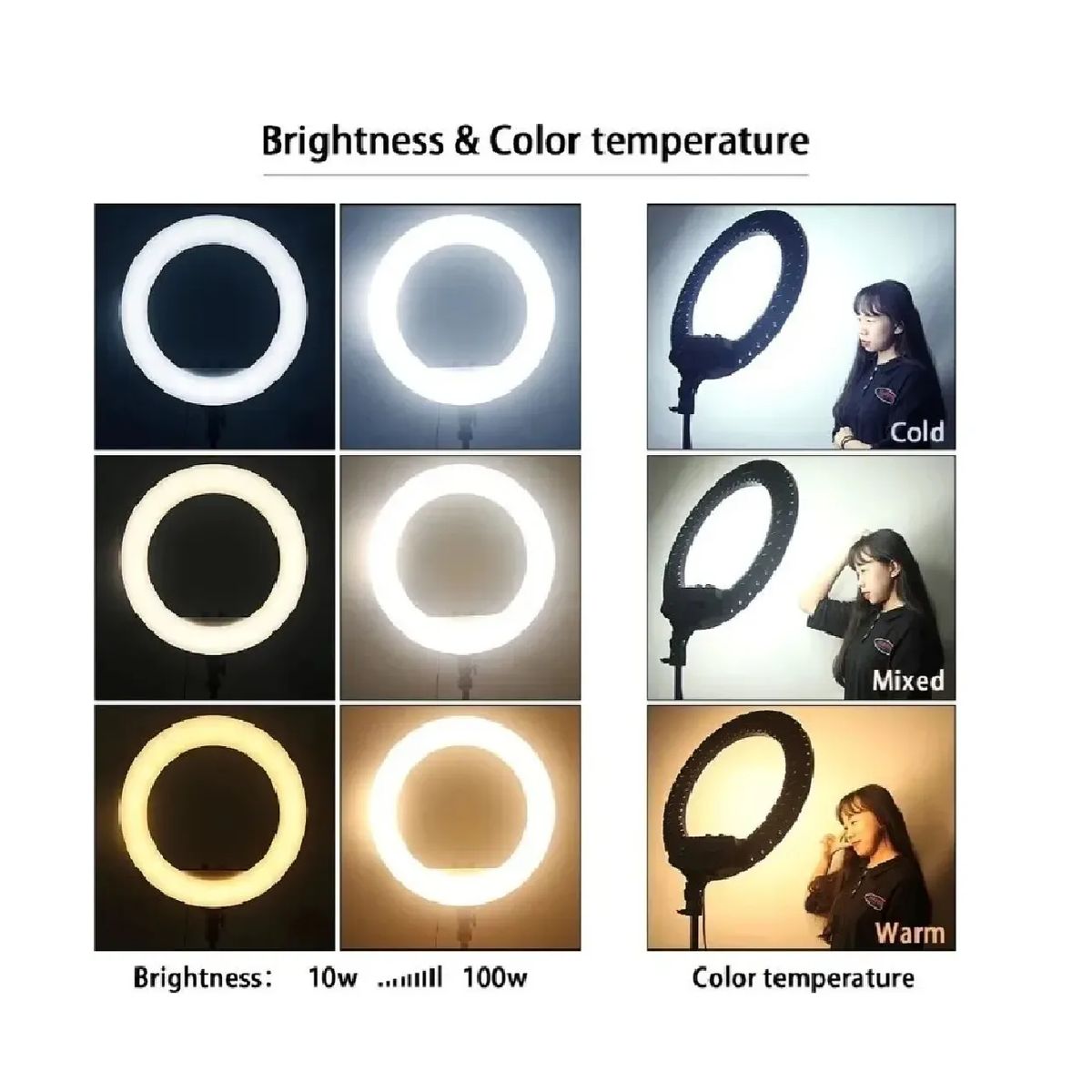 GENERICO - Aro De Luz Led Rgb De 56 Cm Lámpara Táctil + Trípode + Contr