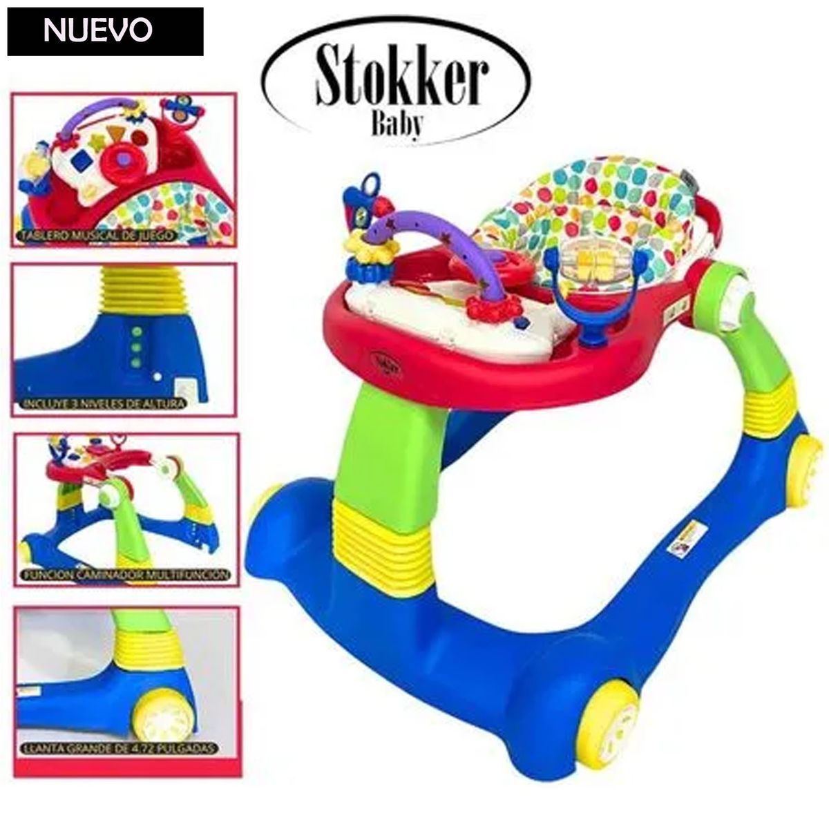 Stokker Baby - Andador para Bebé 2 en 1 Centro de Actividades Interactivo con Ruedas Rojo