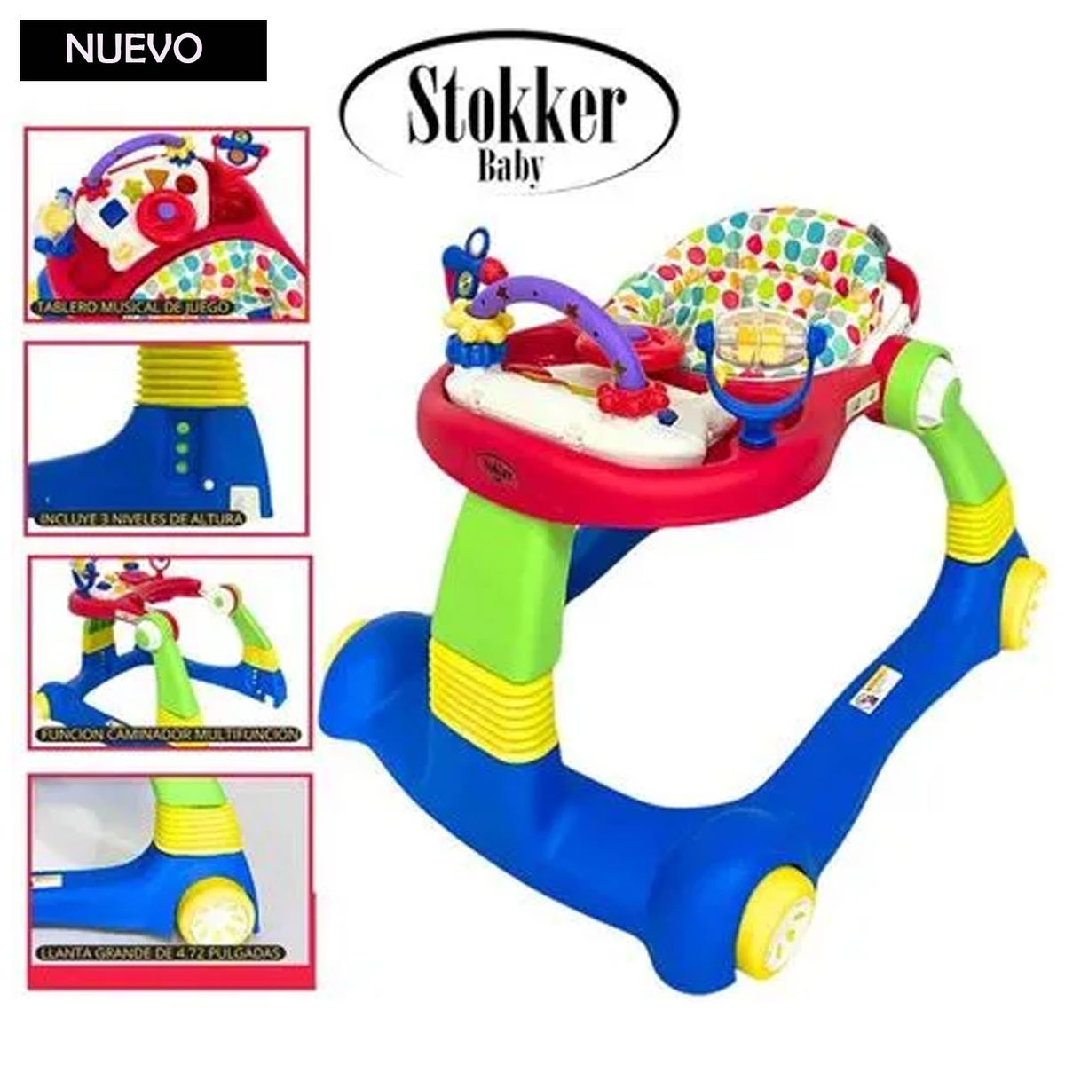 Stokker Baby - Andador para Bebé 2 en 1 Centro de Actividades Interactivo con Ruedas Rojo