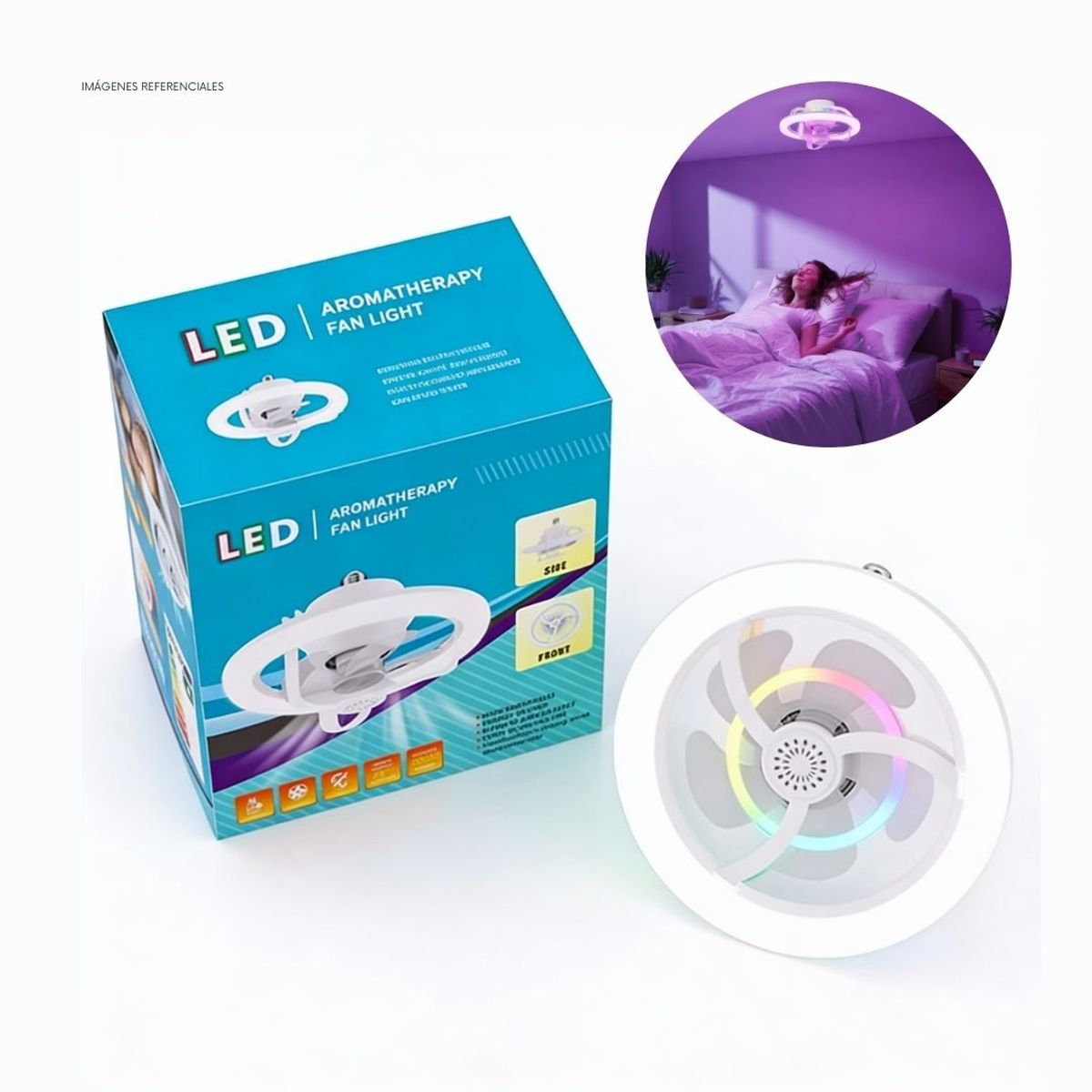 GENERICO - Foco Ventilador LED 50W Giratorio 360° con Control Remoto