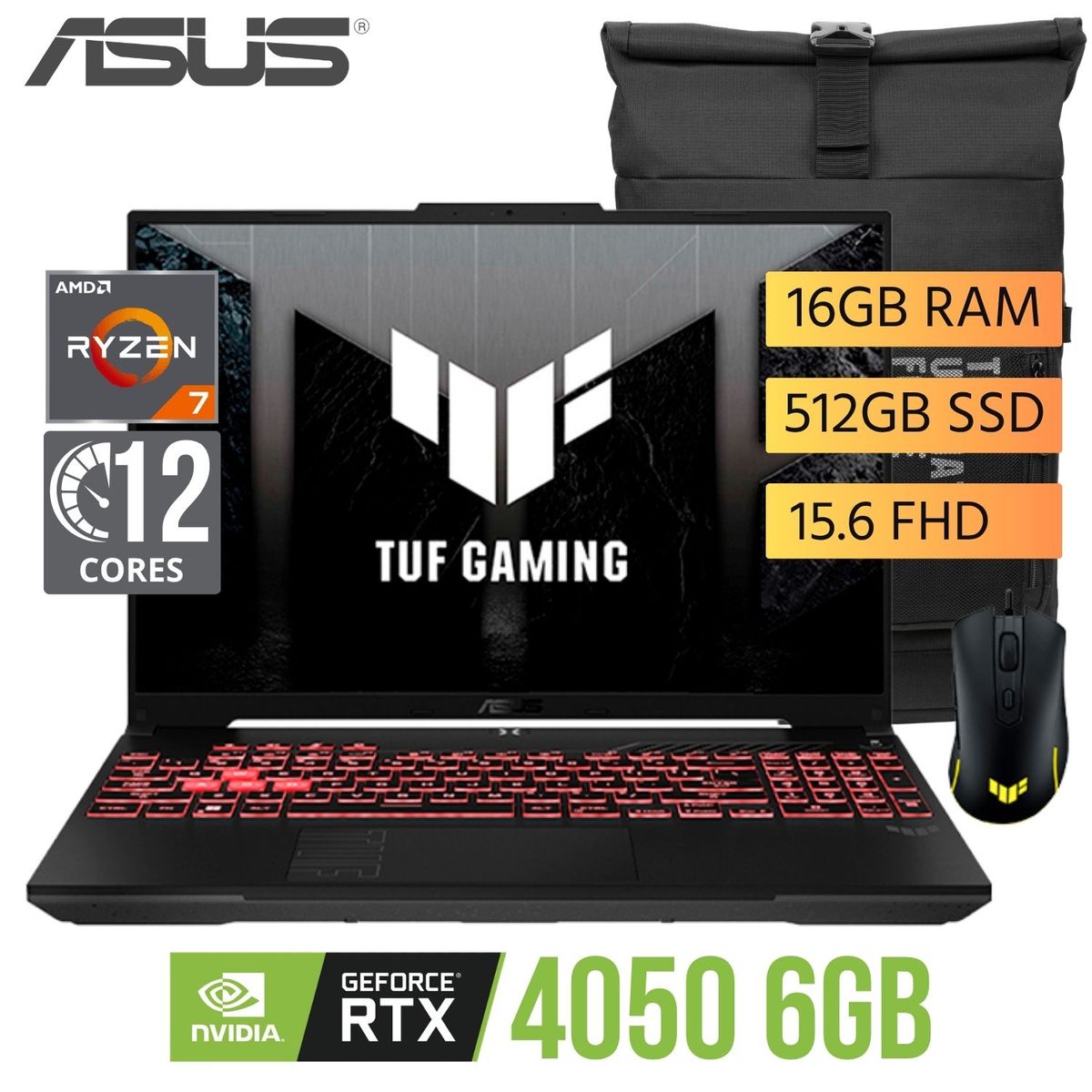 ASUS - Laptop Asus A16 FA607NUG-RL216  AMD Ryzen 7 7445HS Ram 16Gb SSD 512GB RTX 4050 16" WUXGA WIN 11