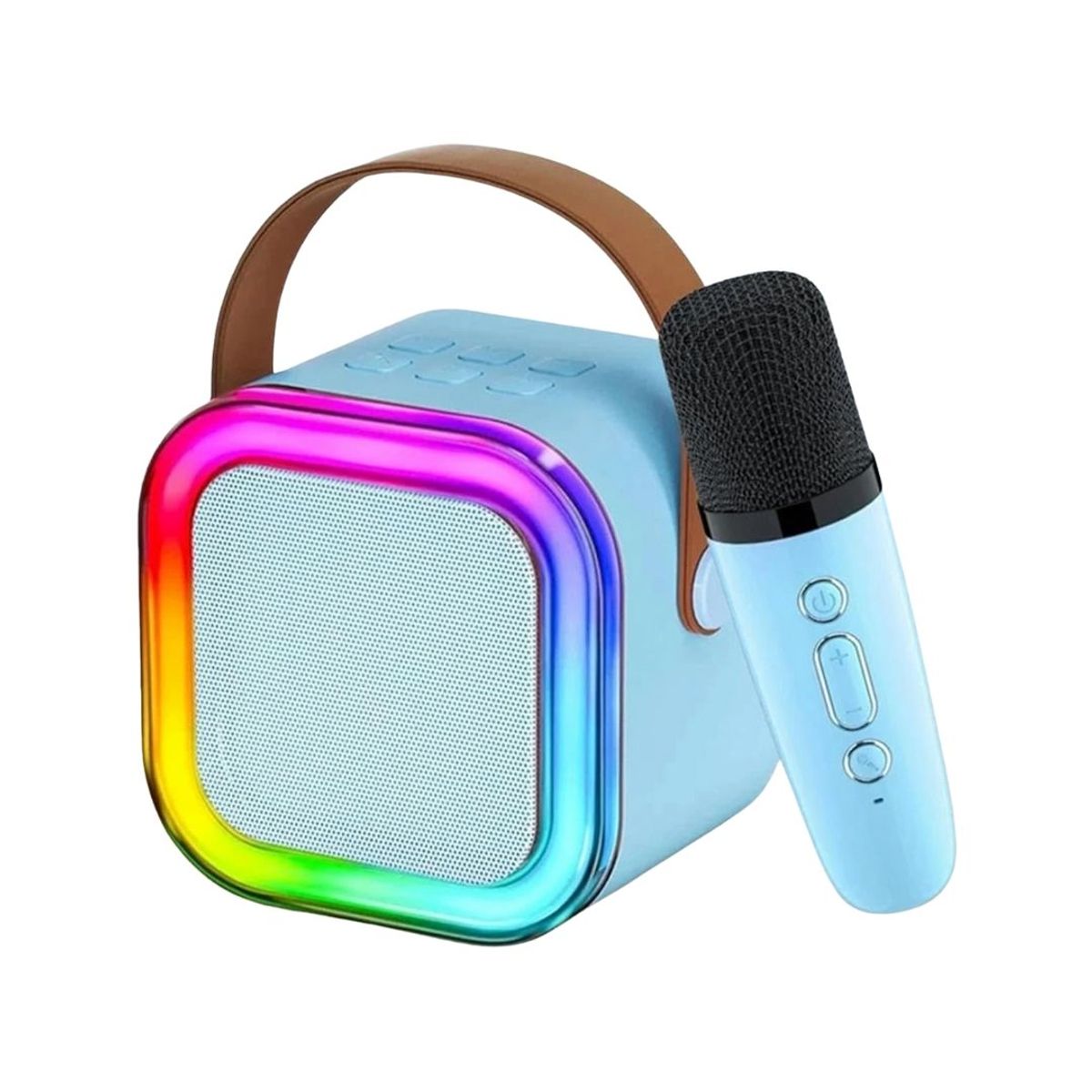 GENERICO - Mini parlante Karaoke Bluetooth con1 micrófono - Celeste