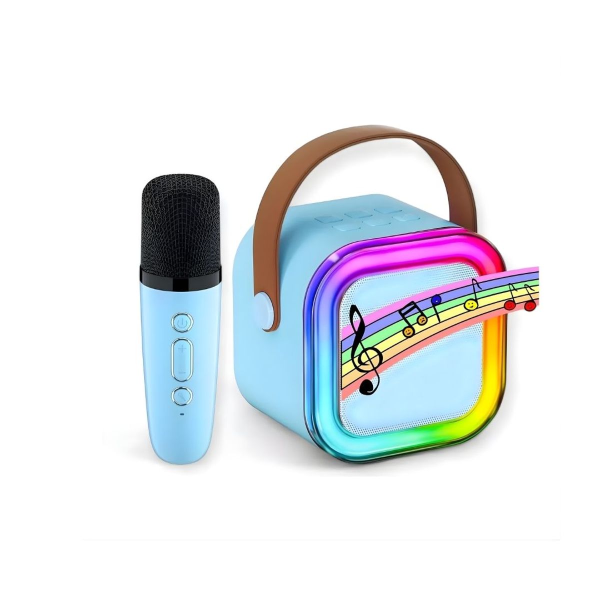 GENERICO - Mini parlante Karaoke Bluetooth con1 micrófono - Celeste