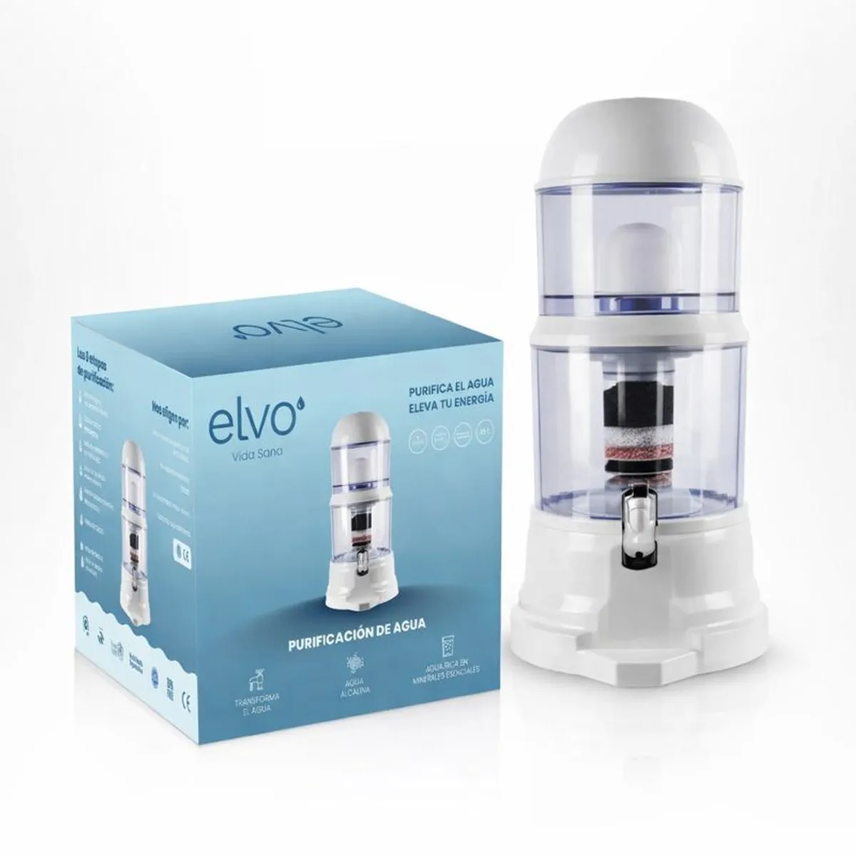 ELVO - Purificador de Agua con Medidor de Pureza pH - 8 Etapas - Facil Instalacion - Marca ELVO 16 L