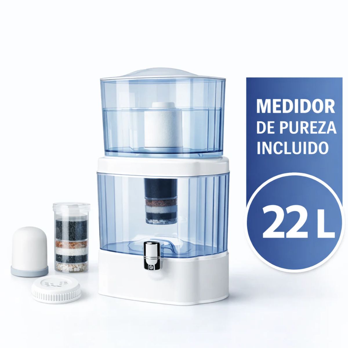 ELVO - Purificador de Agua con Medidor de Pureza pH - 8 Etapas - Facil Instalacion - Marca ELVO 22 L
