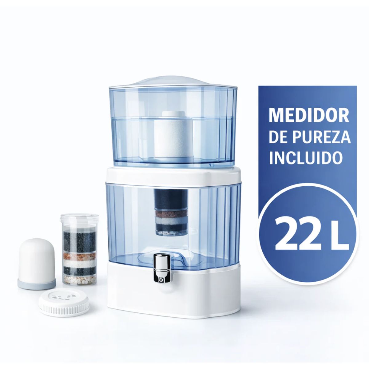 ELVO - Purificador de Agua con Medidor de Pureza pH - 8 Etapas - Facil Instalacion - Marca ELVO 22 L
