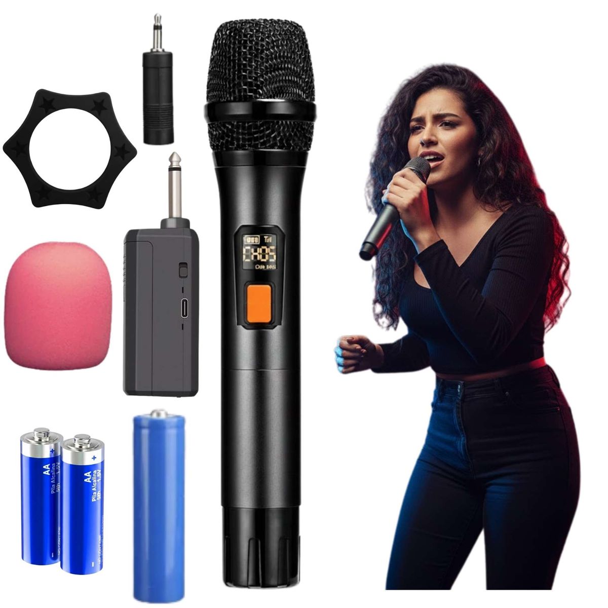 SEISA - Microfono Dinamico Inalambrico para Parlantes Karaoke Eventos Conferencias Receptor SANCI