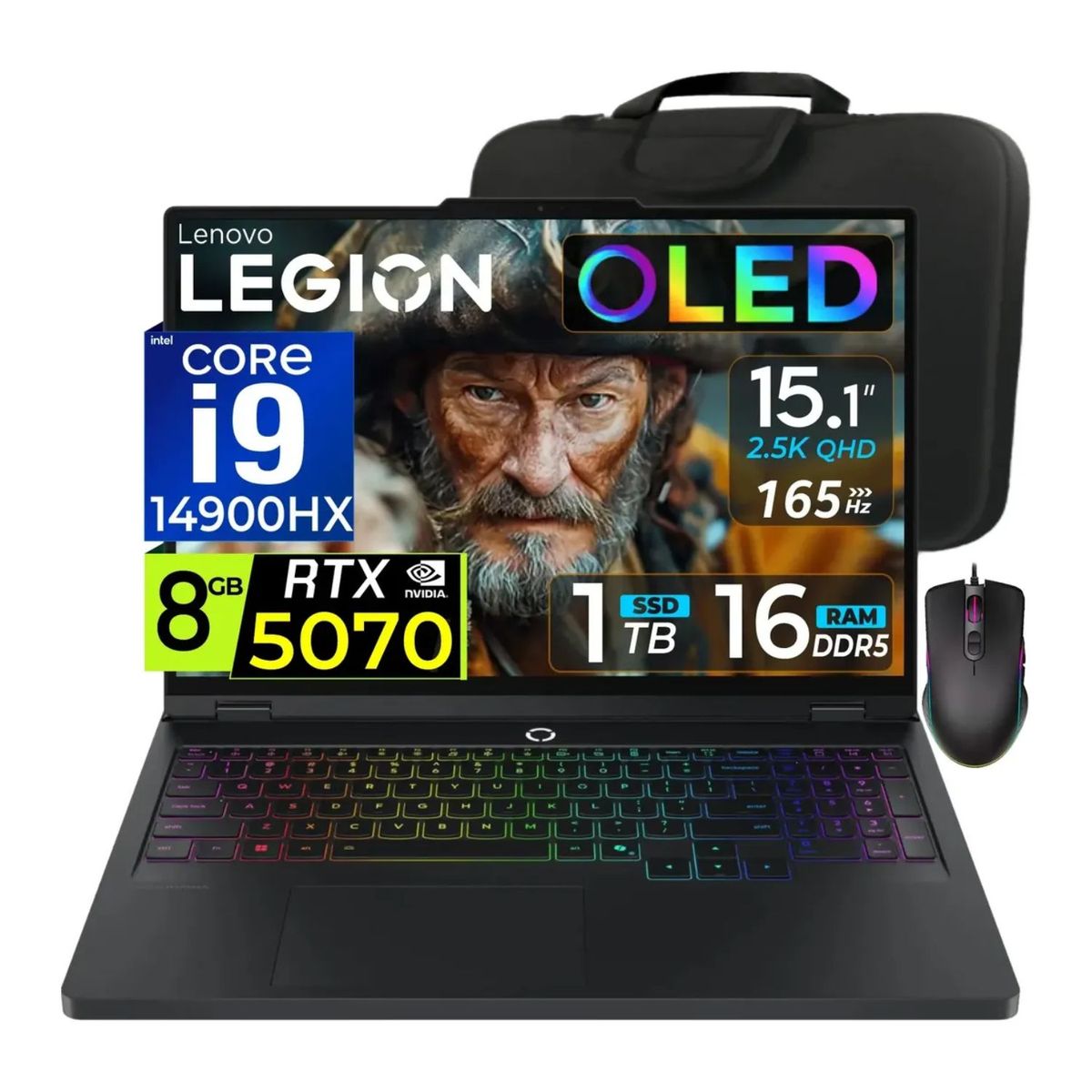 LENOVO - Laptop gamer Lenovo Legion 5 Nvidia 8gb RTX5070 Core i9-14900HX  16gb ram 1tb Ssd 15.1″ OLED 165Hz