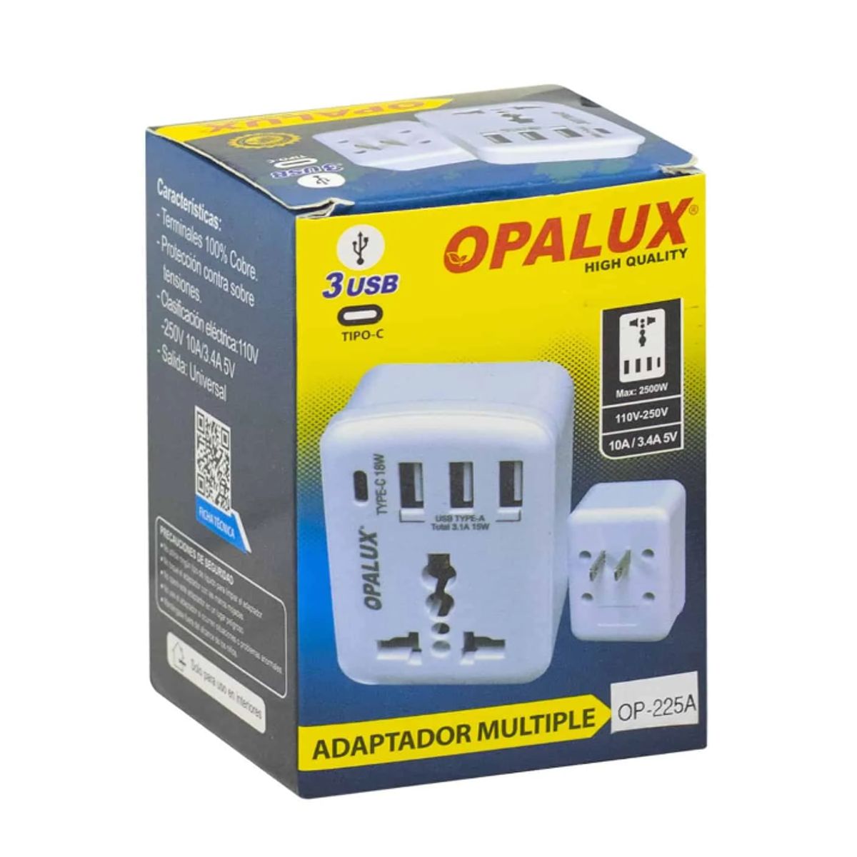OPALUX - Adaptador Enchufe Múltiple OP-225A OPALUX
