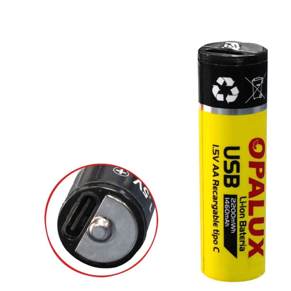 OPALUX - Bateria Recargable LI-ION AA 15V 1460MAH con Entrada Tipo C LI-AA2200R OPALUX