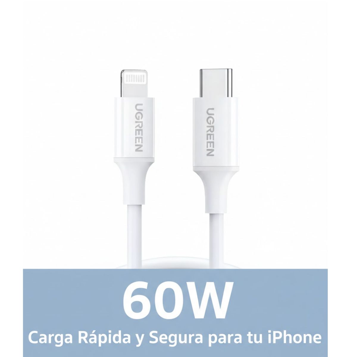 UGREEN - Cable lightning de iphone Ugreen 1m 60w Blanco