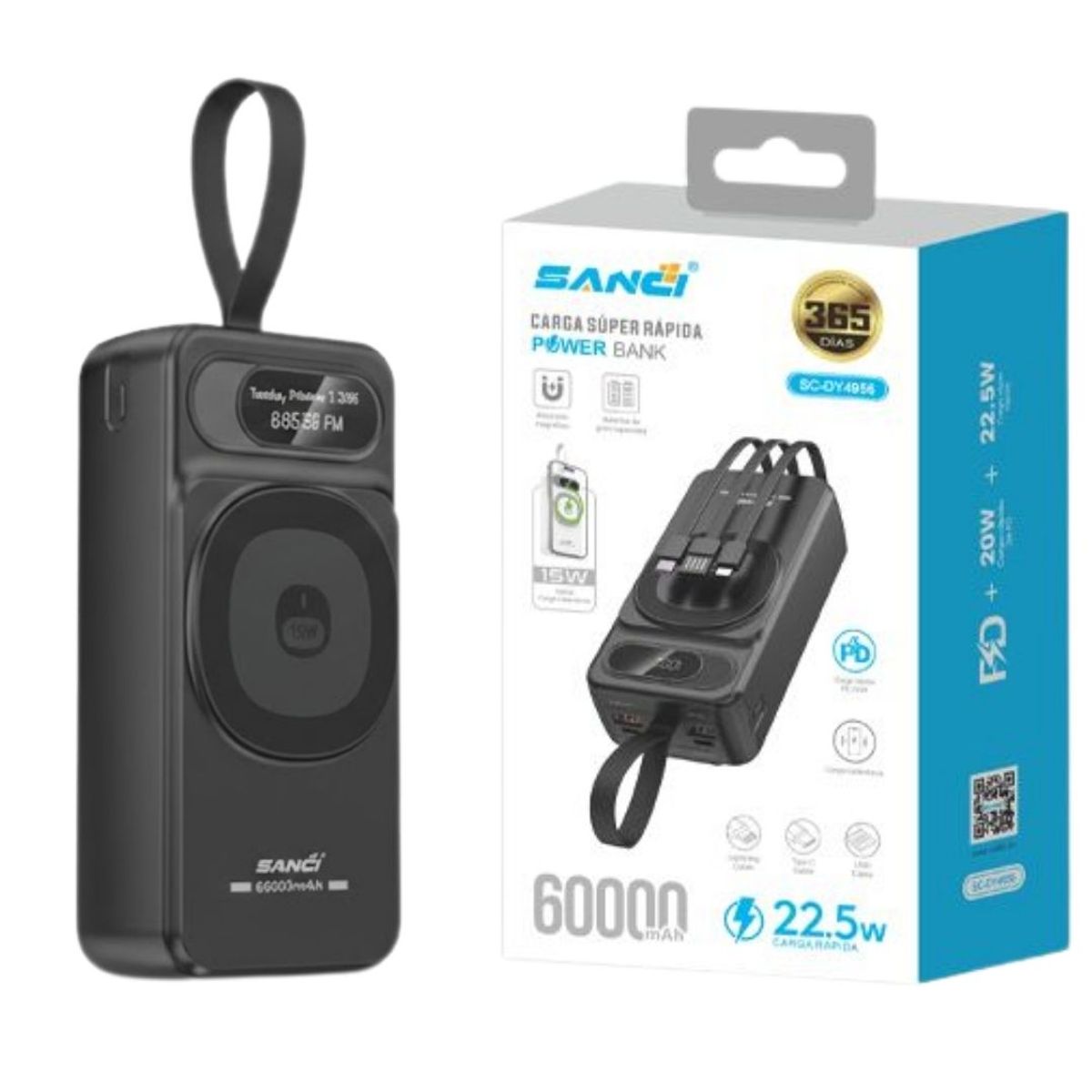 CAFINI - Power Bank 60000mAh Carga Magnetica 15W Carga Rapida 22,5W Cargador Portatil