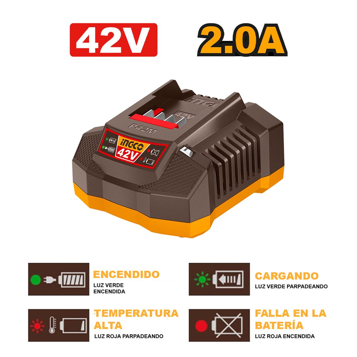 INGCO TOOLS - CARGADOR PARA BATERÍA INGCO 42V P42M FCLI42021