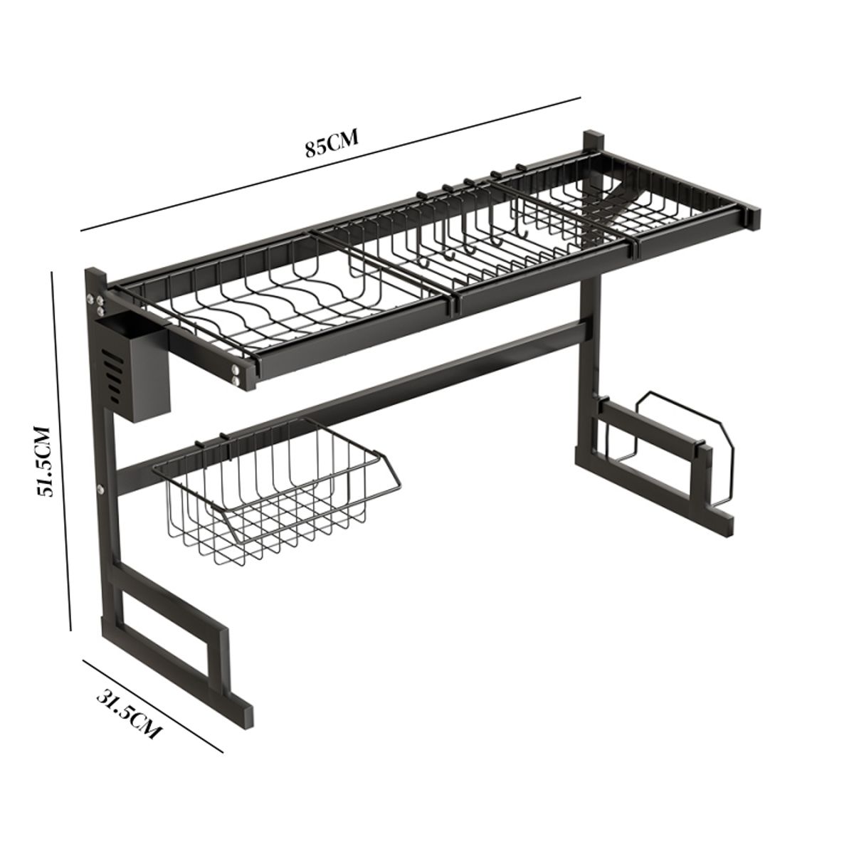 GENERICO - Escurridor De Platos 2 Niveles 85CM Negro