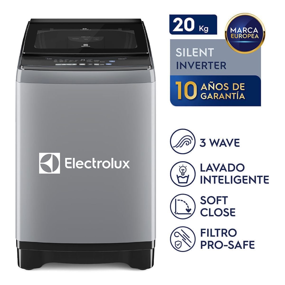 ELECTROLUX - Combo: Lavadora Electrolux Carga Superior 20kg Inverter EWIJ20F2XSYG +Cocina 6 Quemadores FE6ISR