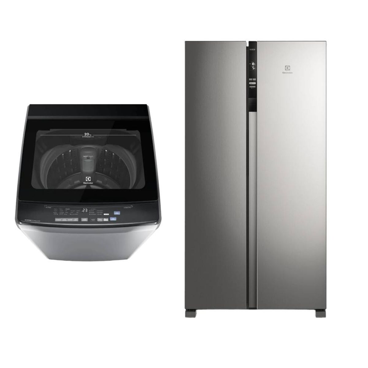 ELECTROLUX - Combo: Lavadora  Electrolux 20kg Inverter EWIJ20F2XSYG + Refrigeradora Side by Side 517L ERSA53V2HVG