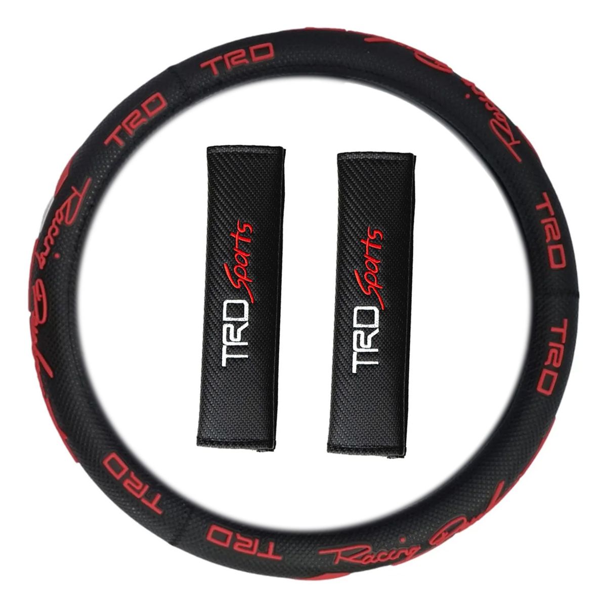 GENERICO - Kit Cubre Volante + Protector De Cinturón TRD Deportivo 3Pcs