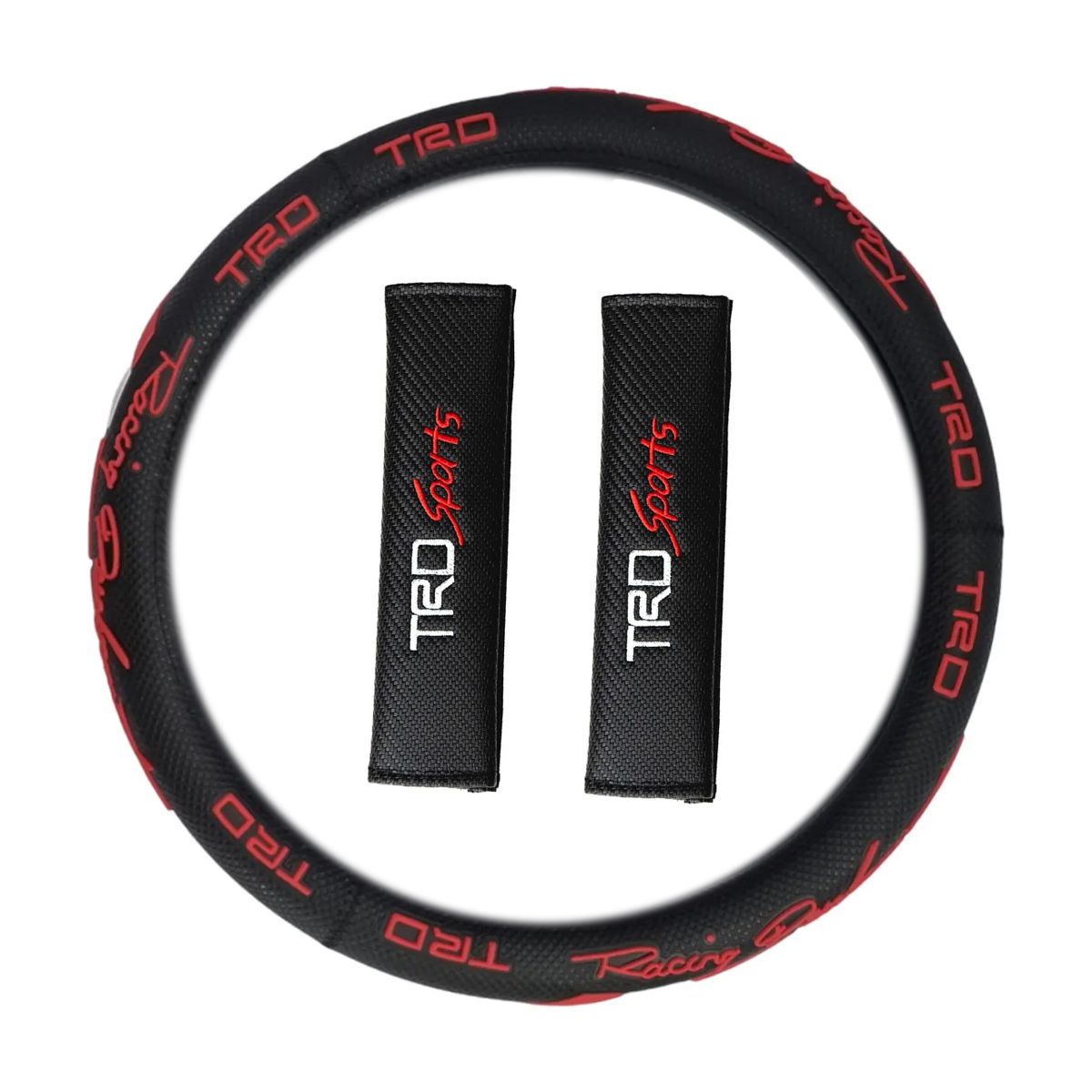 GENERICO - Kit Cubre Volante + Protector De Cinturón TRD Deportivo 3Pcs