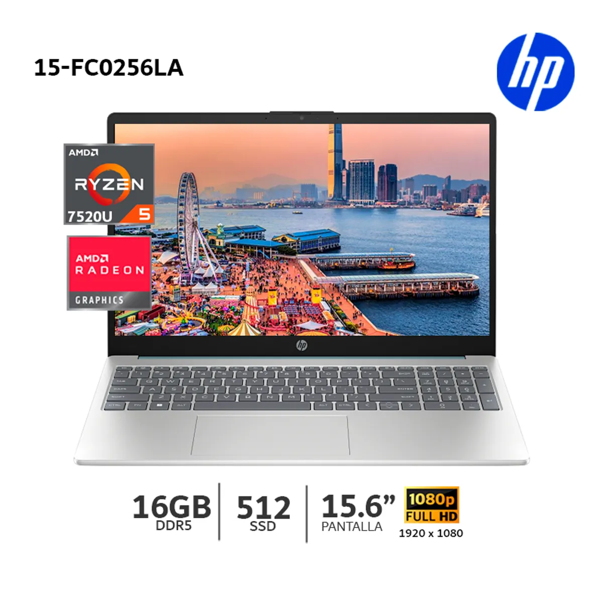 HP - Laptop HP 15-fc0256la Ryzen 5 7520U 16Gb Ram/ 512Gb SSD/ 15.6″ FHD-B9TP9LA