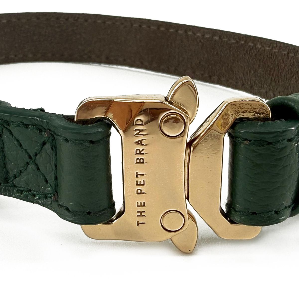 THE PET BRAND - Collar de cuero para mascotas - Verde talla S regulable de 17cm a 26cm