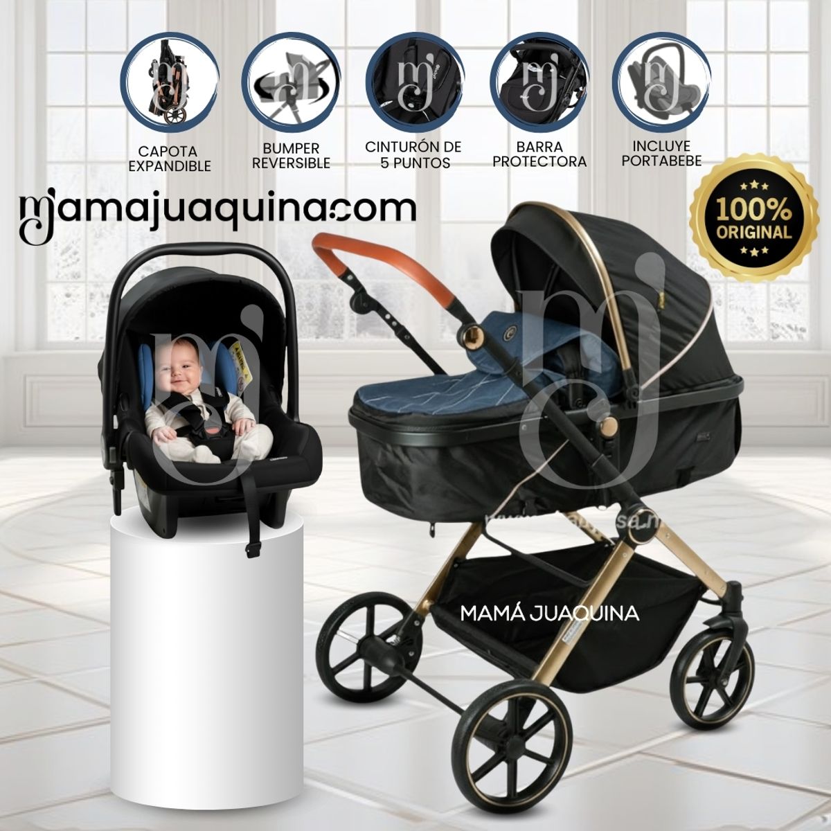 Baby - Coche Moisés Travel System «SIGNAL PLUS» Con Portabebé Blue