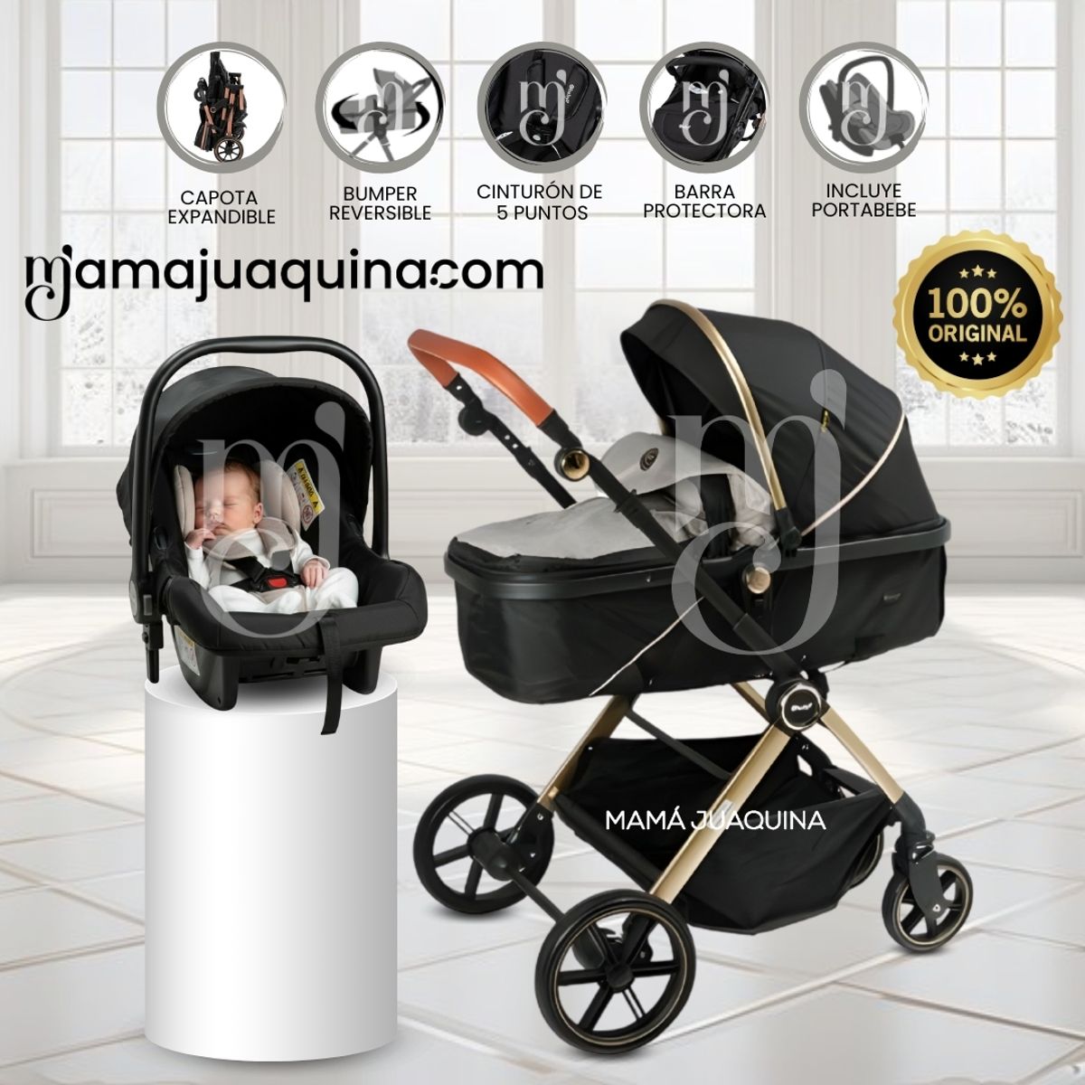 Baby - Coche Moisés Travel System «SIGNAL PLUS» Con Portabebé Gray