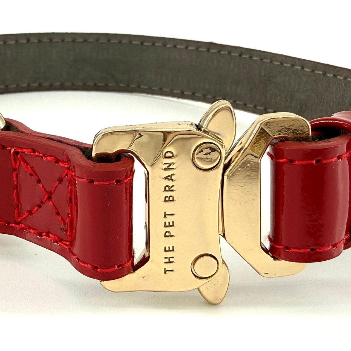 THE PET BRAND - Collar de cuero para mascotas - Rojo talla S regulable de 17cm a 26cm