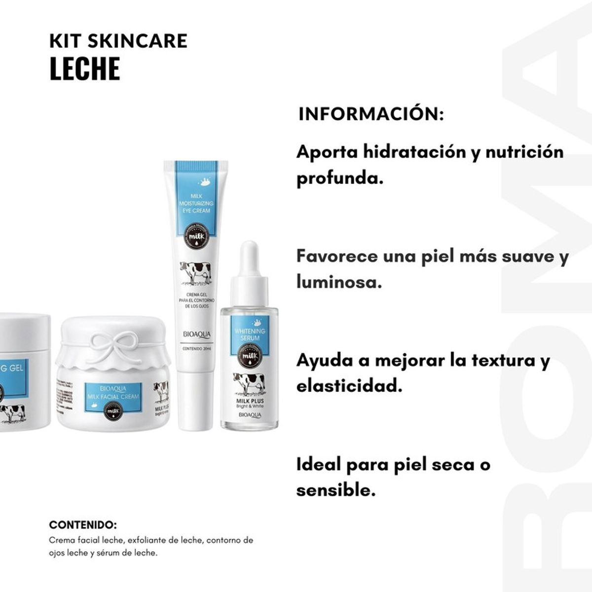 BIOAQUA - KIT SKINCARE LECHE 4 PZS BIOAQUA