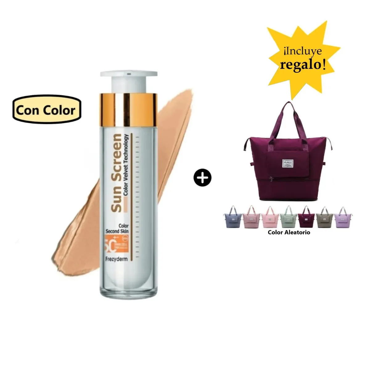 FREZYDERM - Frezyderm Velvet Sunscreen Color Face 50Ml + Bolso Cartera Multiuso Expandible Aleatorio