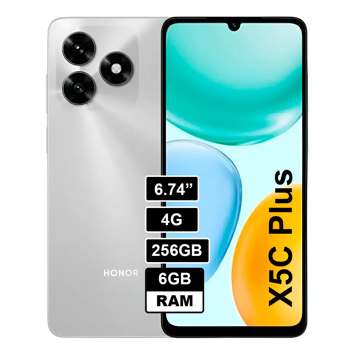 HONOR - Celular Honor X5C Plus 6GB 256GB 50MP 5MP 6.74 Plata