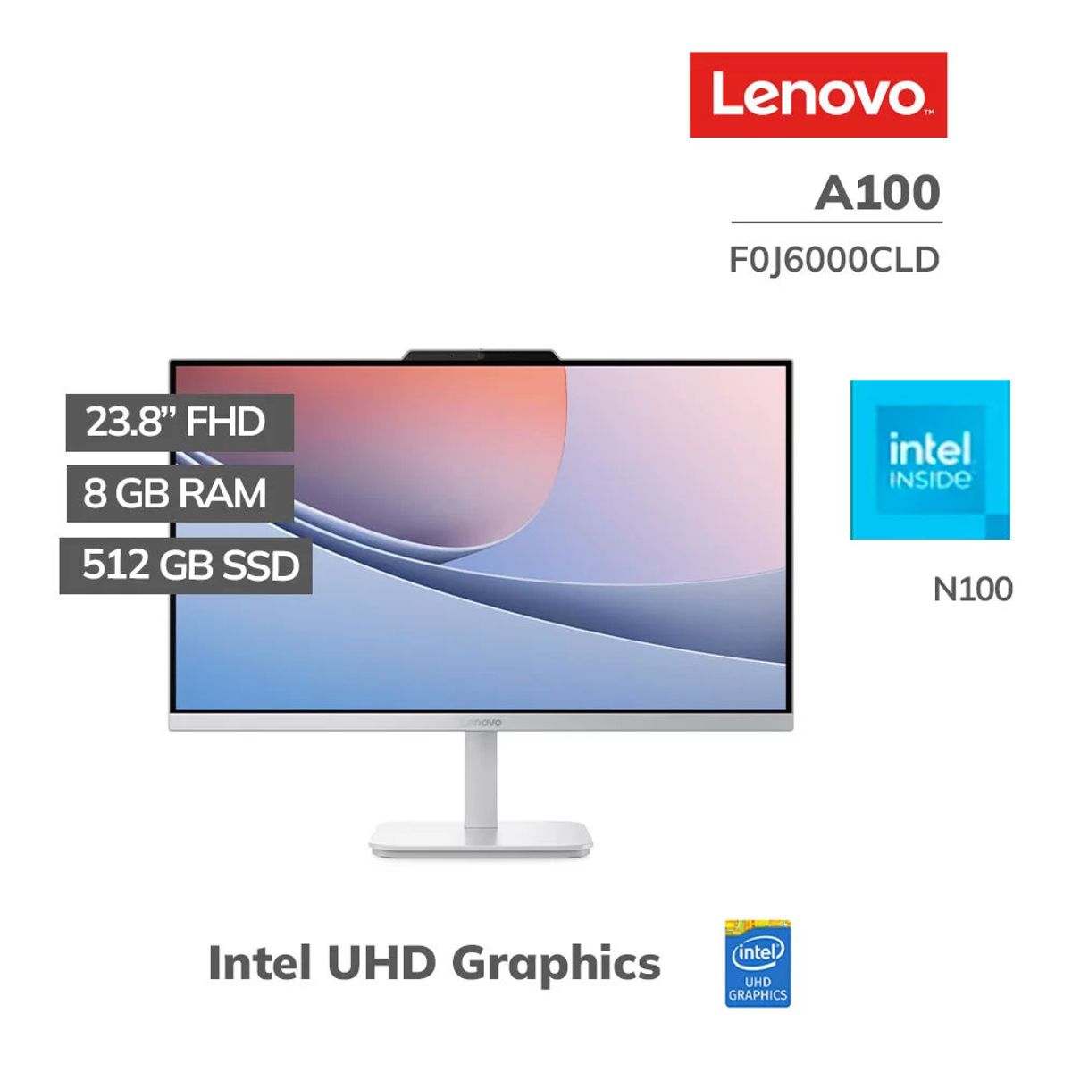 LENOVO - Computadora All in One Lenovo A100 23.8" Celeron N100 8GB DDR4 Windows 11 Pro