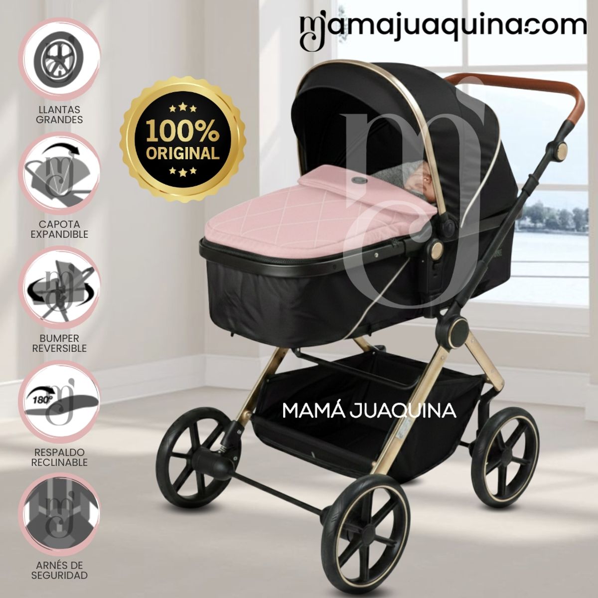 BABY - Coche Moisés Travel System «SIGNAL» de Lujo Pink