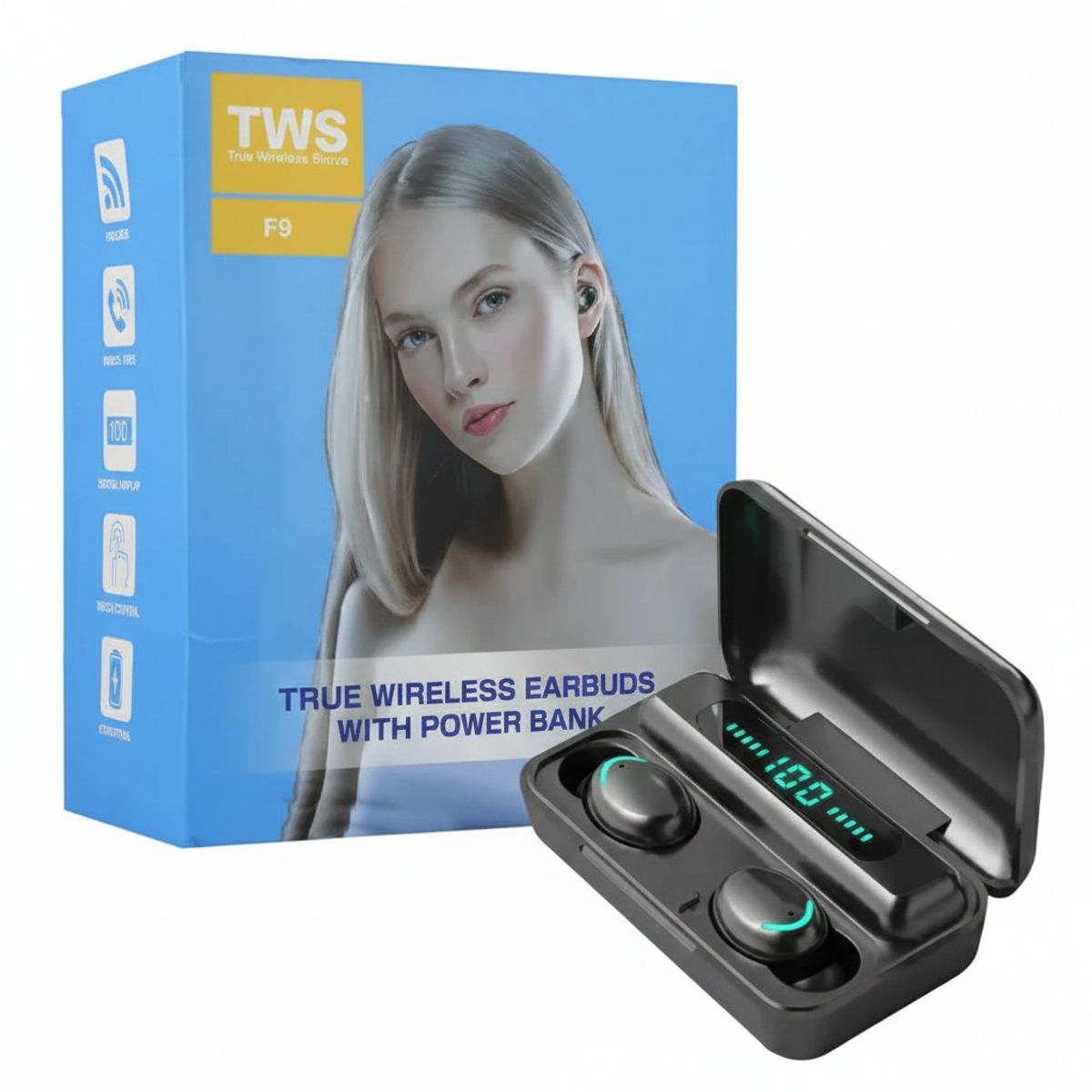 GENERICO - Audífonos Inalámbricos F9 Bluetooth Power Bank