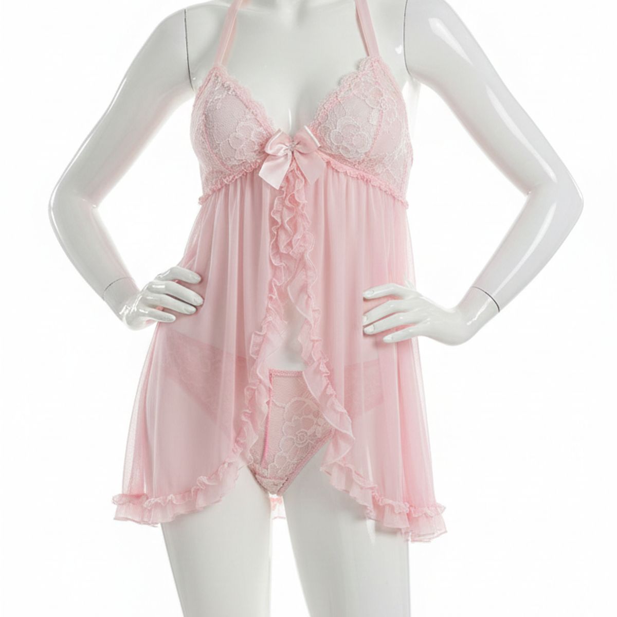 GENERICO - LENCERIA SEXY FEMENINA BABY DOLL PINK ROMANCE