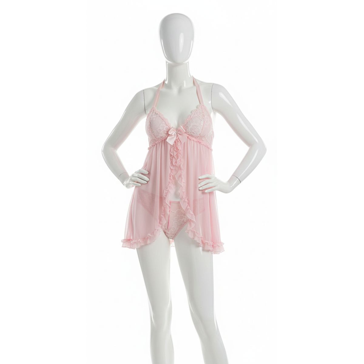 GENERICO - LENCERIA SEXY FEMENINA BABY DOLL PINK ROMANCE