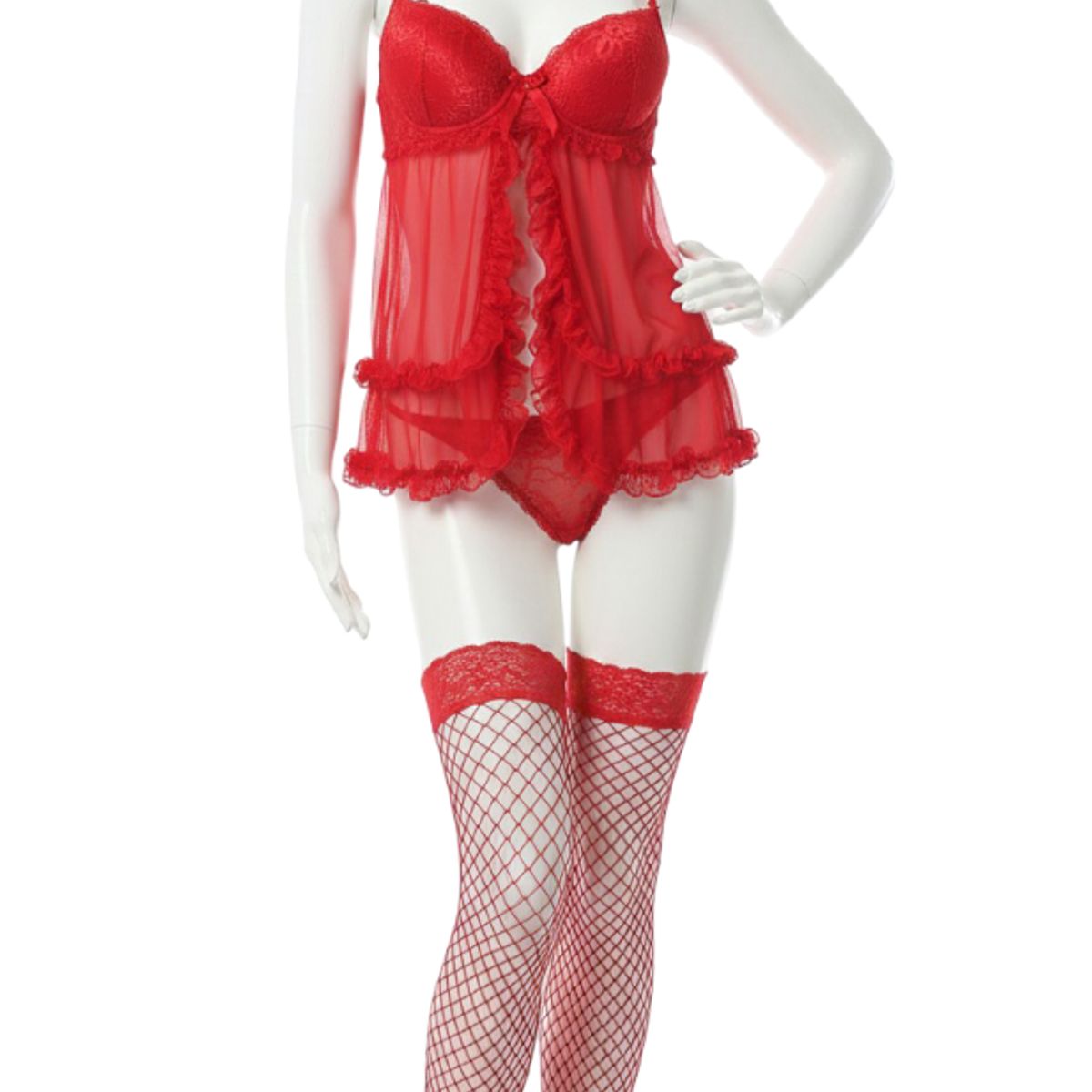 GENERICO - LENCERIA SEXY FEMENINA BABY DOLL ENCAJE RED PASSION