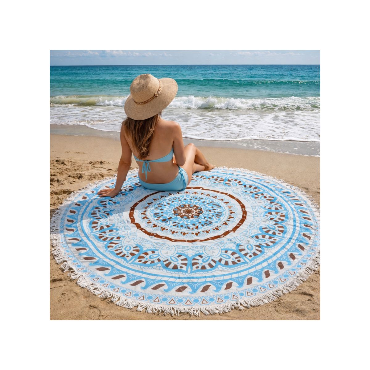 GENERICO - Toalla Redonda Mandala Circular Premium para Playa  Estilo Comodidad y Verano Sin Límites