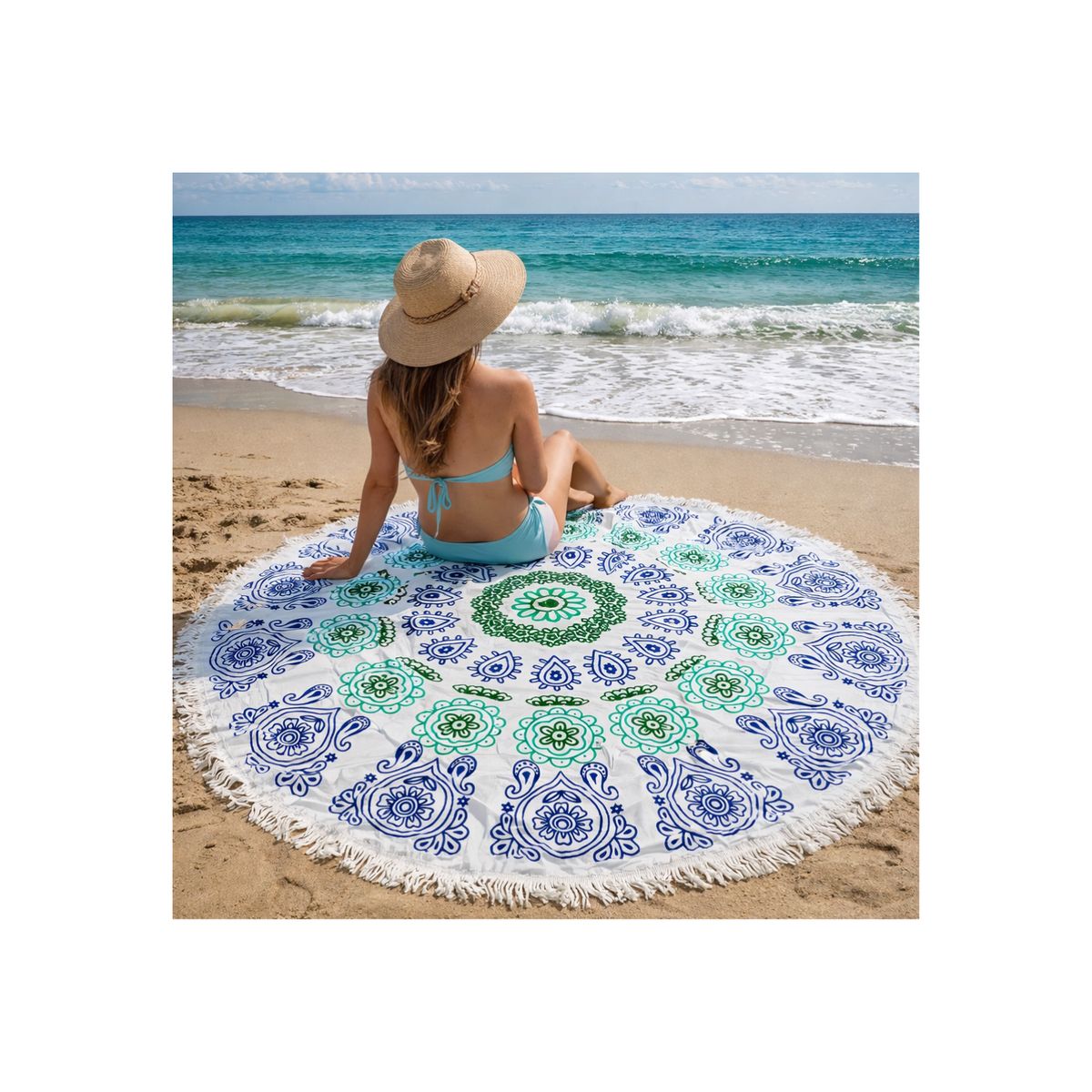 GENERICO - Toalla Redonda Mandala Circular Premium para Playa  Estilo Comodidad y Verano Sin Límites