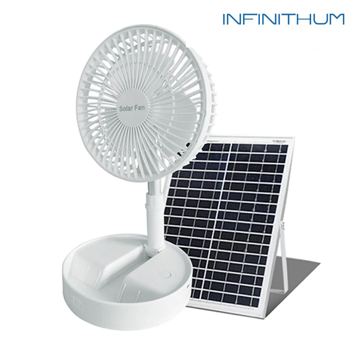 GENERICO - Ventilador Solar Portátil Plegable Infinithum T8 con Panel Solar 3 Velocidades 180° hasta 10 Horas