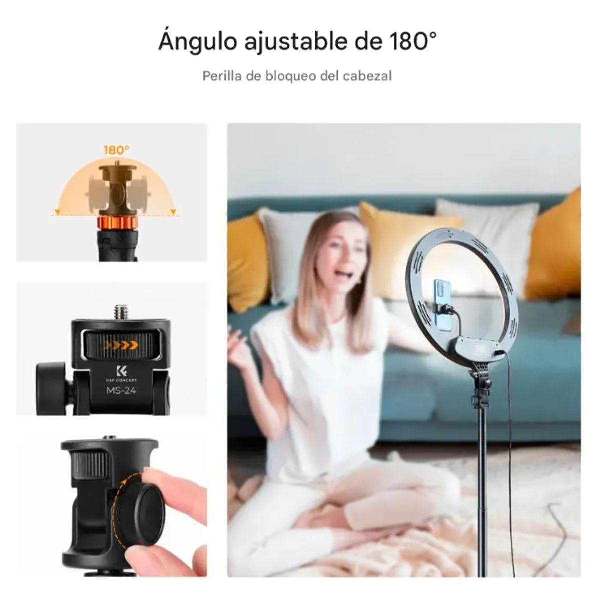 K&F CONCEPT - Tripode K&f Concept Ms24 Camara Celular Extensible Negro